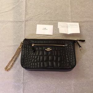 Coach Quilted Croc Nolita 24 wrist clutch black